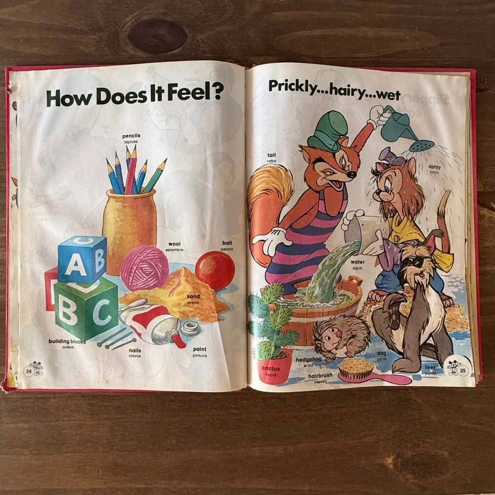 Lot of 4 Vintage Disney Mickey Mouse Bilingual Spanish English Vocabulary Books